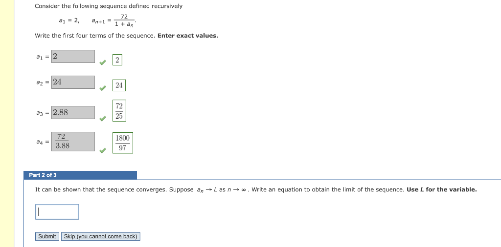 Solved Consider The Following Sequence Defined Recursively | Chegg.com