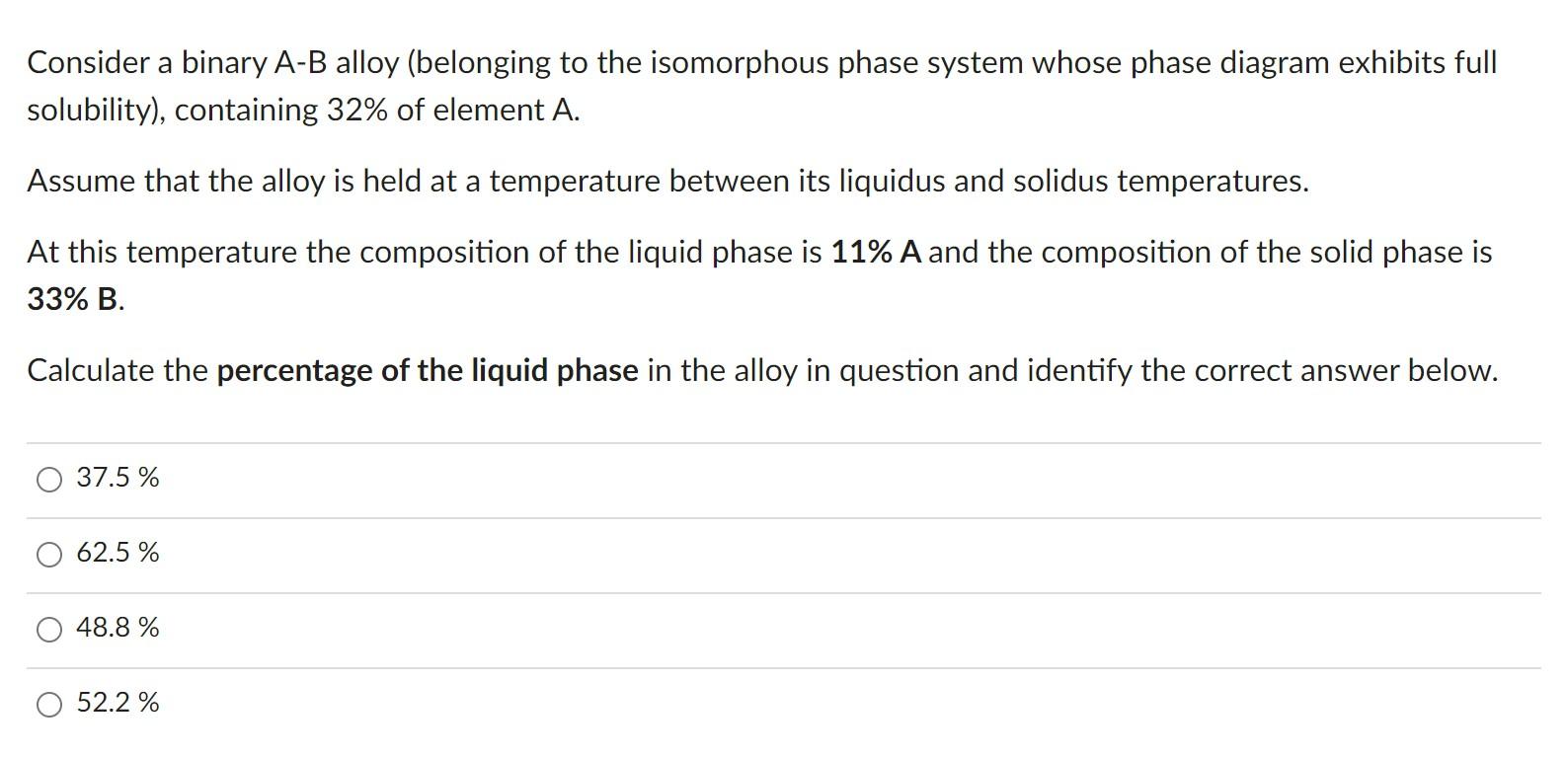 Solved Consider A Binary A-B Alloy (belonging To The | Chegg.com