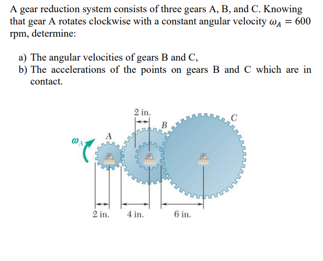 Solved A Gear Reduction System Consists Of Three Gears A, B, | Chegg.com