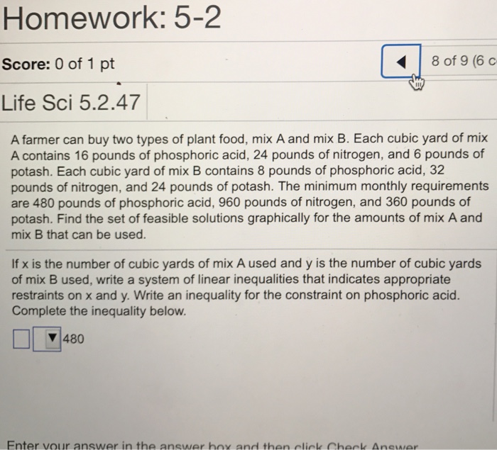 Solved A farmer can buy two types of plant food, mix A and