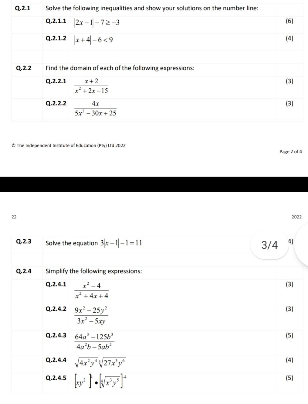 Solved Solve The Following Inequalities And Show Your | Chegg.com