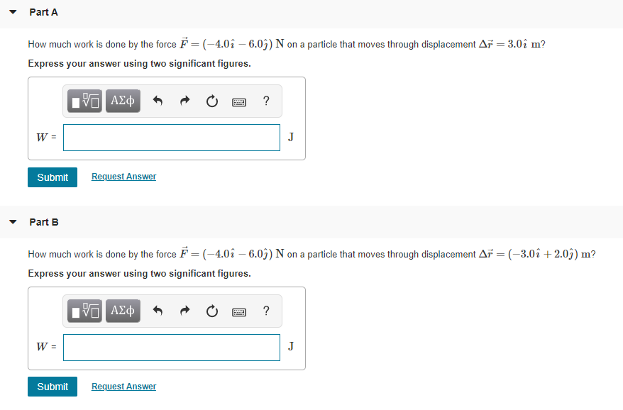Solved Part A How much work is done by the force F=(-4.0i - | Chegg.com