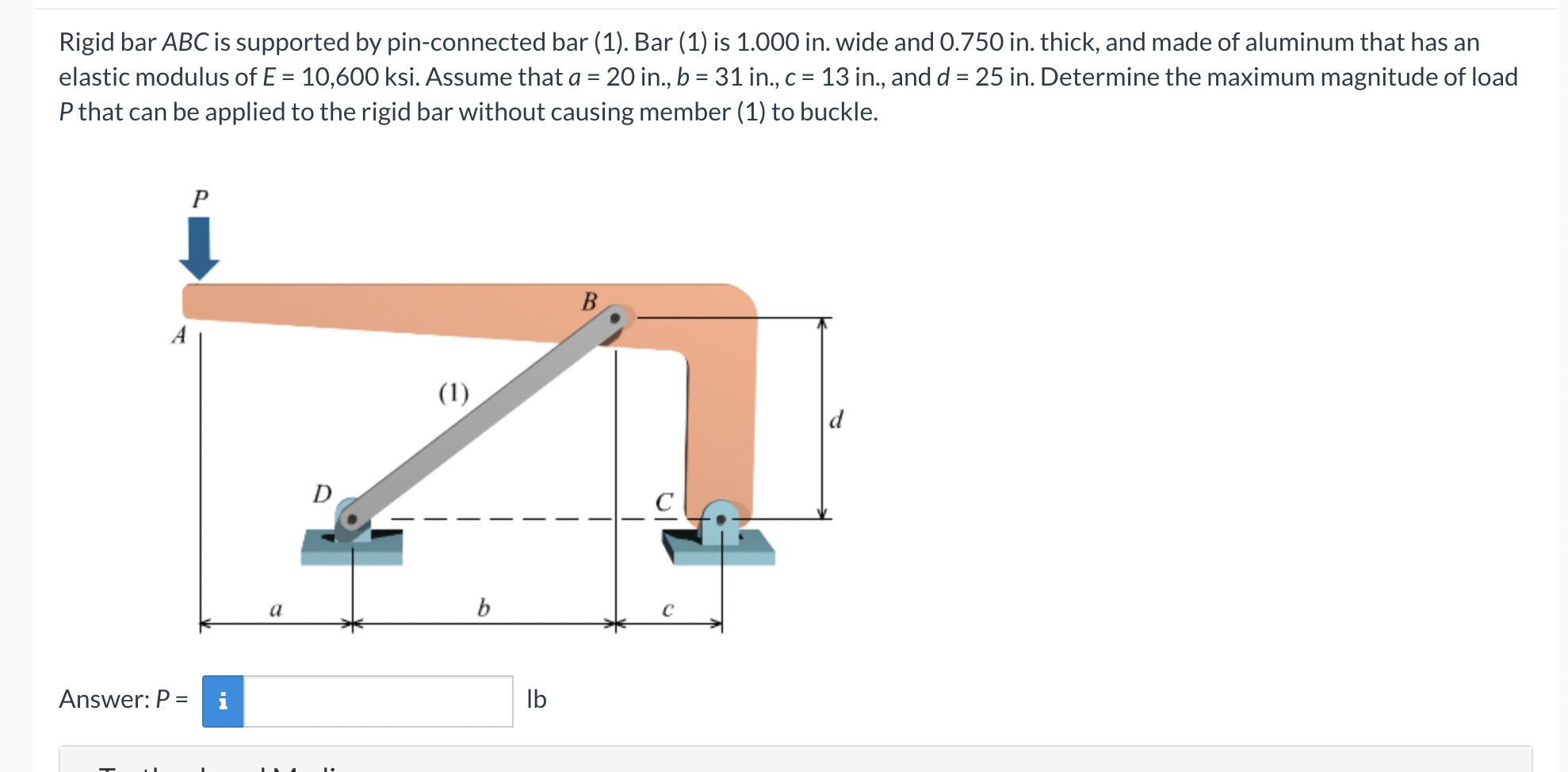 Solved Rigid Bar Abc Is Supported By Pin Connected Bar 1