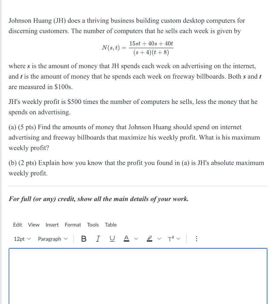 Solved johnson huang jh does a thriving business building chegg