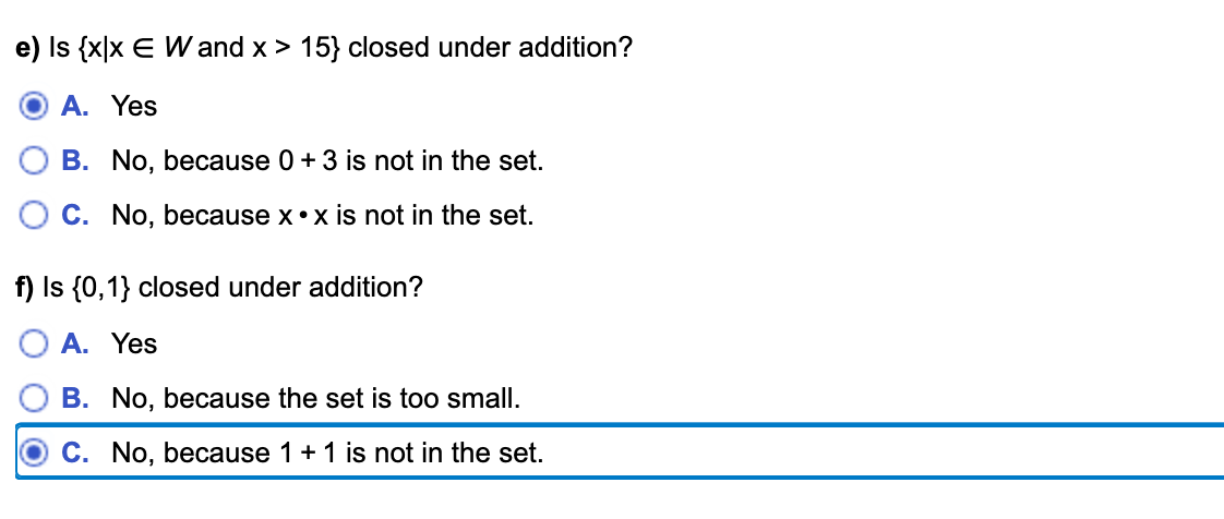 Solved Which Of The Following Sets Are Closed Under Addit Chegg Com
