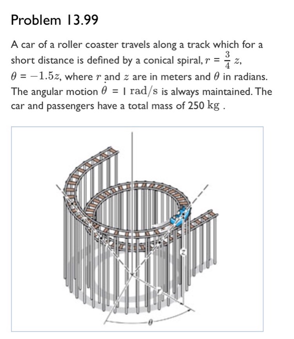 Solved Problem 13.99 A car of a roller coaster travels along | Chegg.com