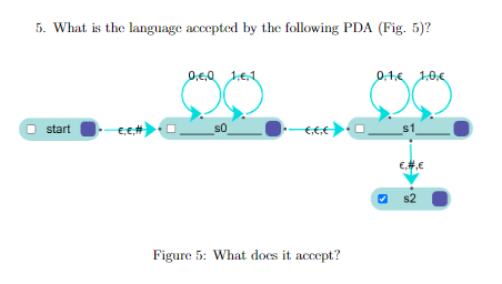 Solved 5. What is the language accepted by the following PDA | Chegg.com