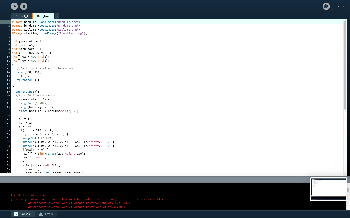 ОО 86 Java y Project_4 Ben_bird ÞImage backImg | Chegg.com