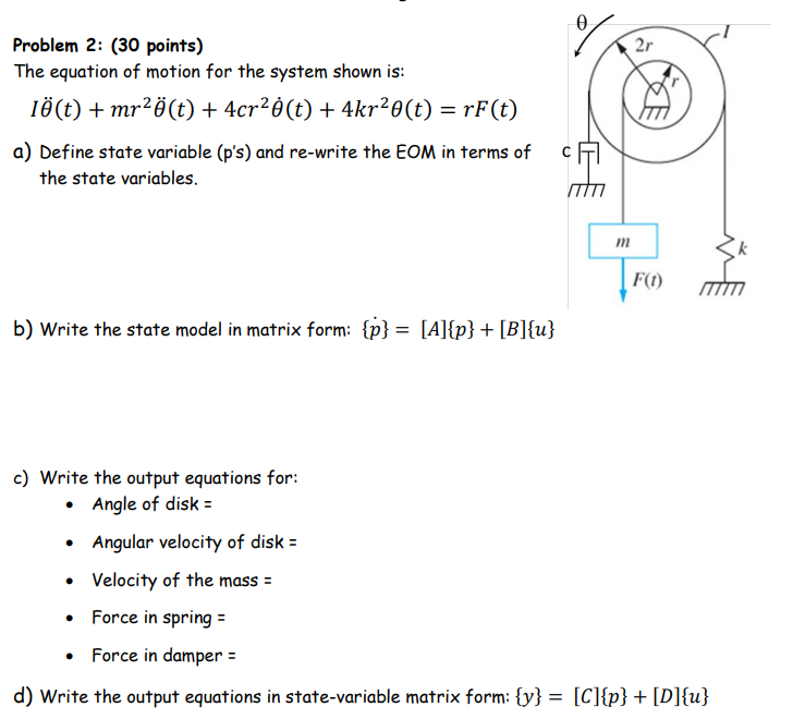 Solved 2r Problem 2 30 Points The Equation Of Motion F Chegg Com