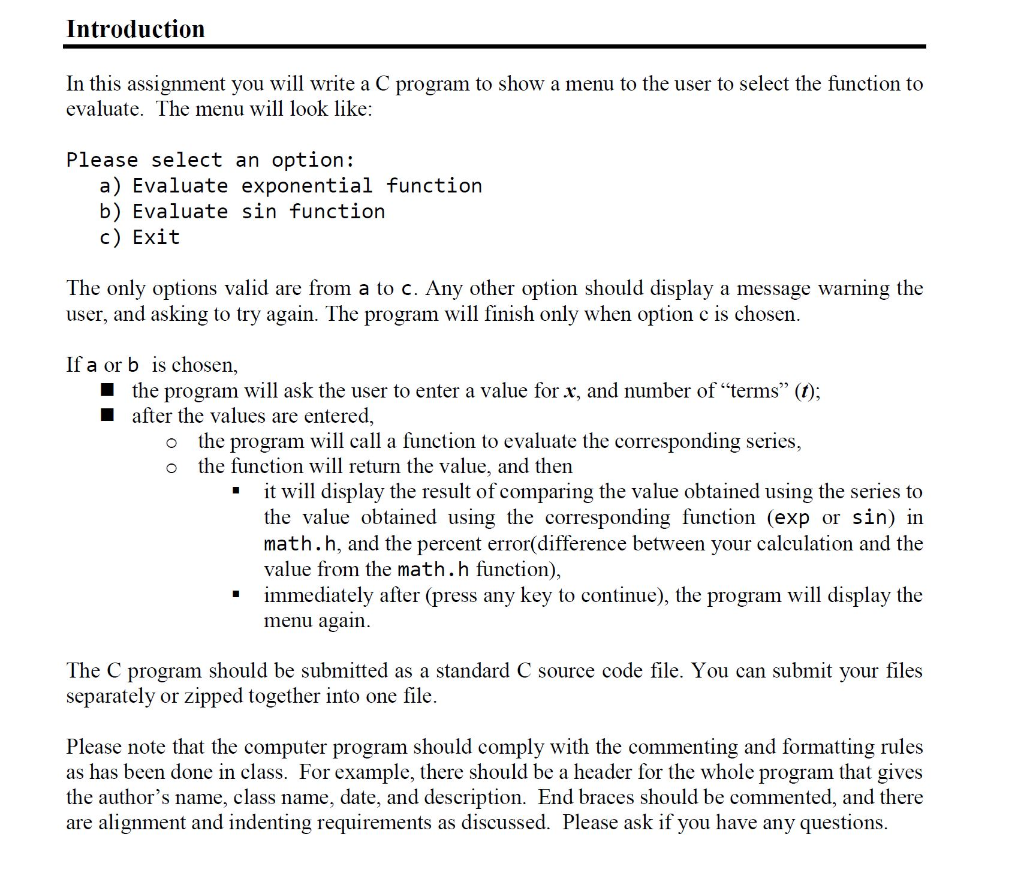 Solved Introduction In this assignment you will write a C | Chegg.com