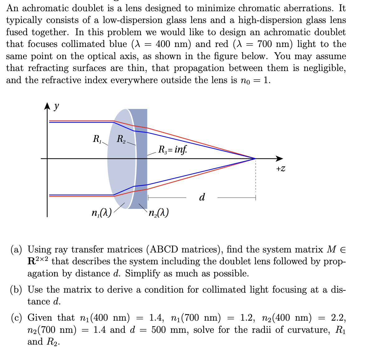 Solved An achromatic doublet is a lens designed to minimize