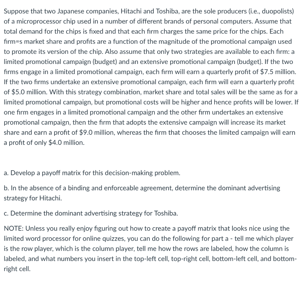 Solved Suppose that two Japanese companies, Hitachi and