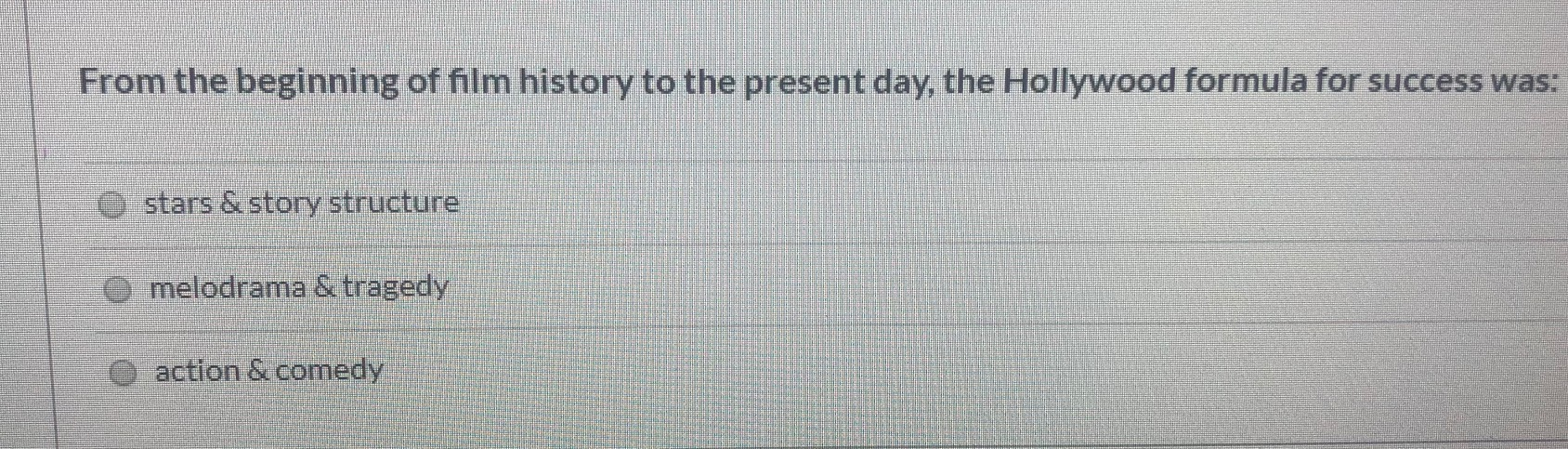Solved From the beginning of film history to the present | Chegg.com