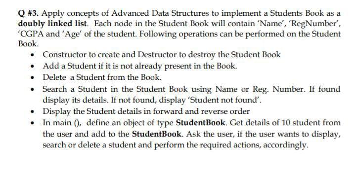 Solved Q #3. Apply concepts of Advanced Data Structures to | Chegg.com