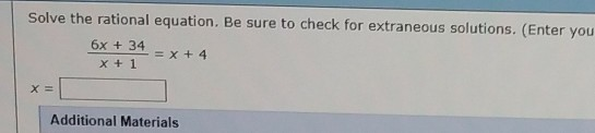 Solved Solve The Rational Equation Be Sure To Check For Chegg Solved Solve The Rational Equation Be Sure To Check For Chegg