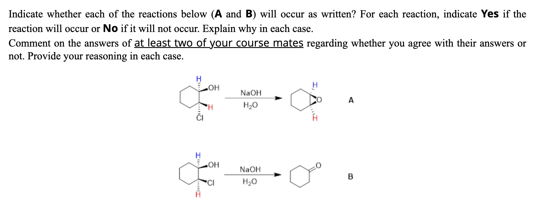 Solved Indicate whether each of the reactions below ( ﻿A and | Chegg.com