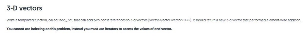 Solved 3-D vectors Write a templated function, called