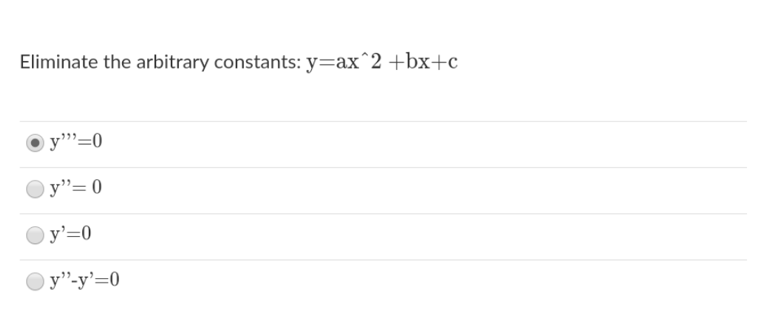 Solved Eliminate The Arbitrary Constants Y Ax 2 Bx C Y 0 Chegg Com