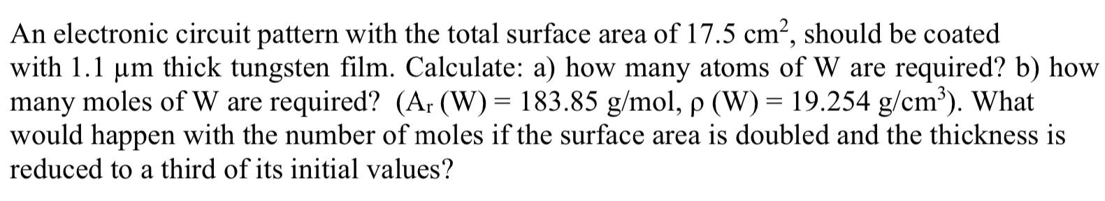 Solved An electronic circuit pattern with the total surface | Chegg.com