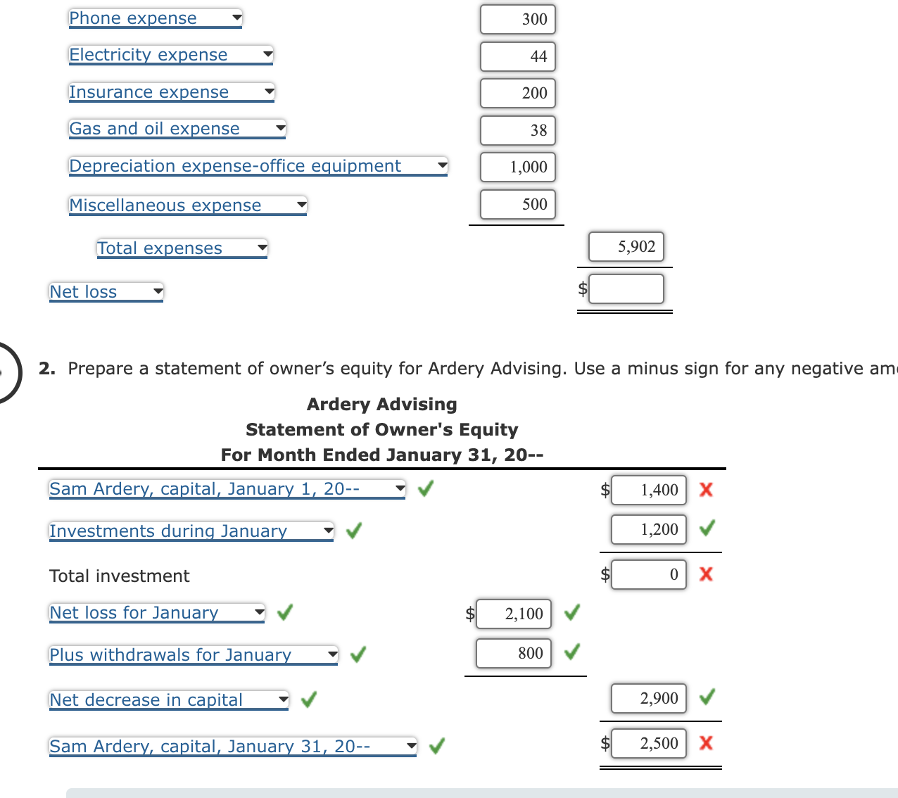 Solved Provided below is a partial work sheet for Ardery | Chegg.com