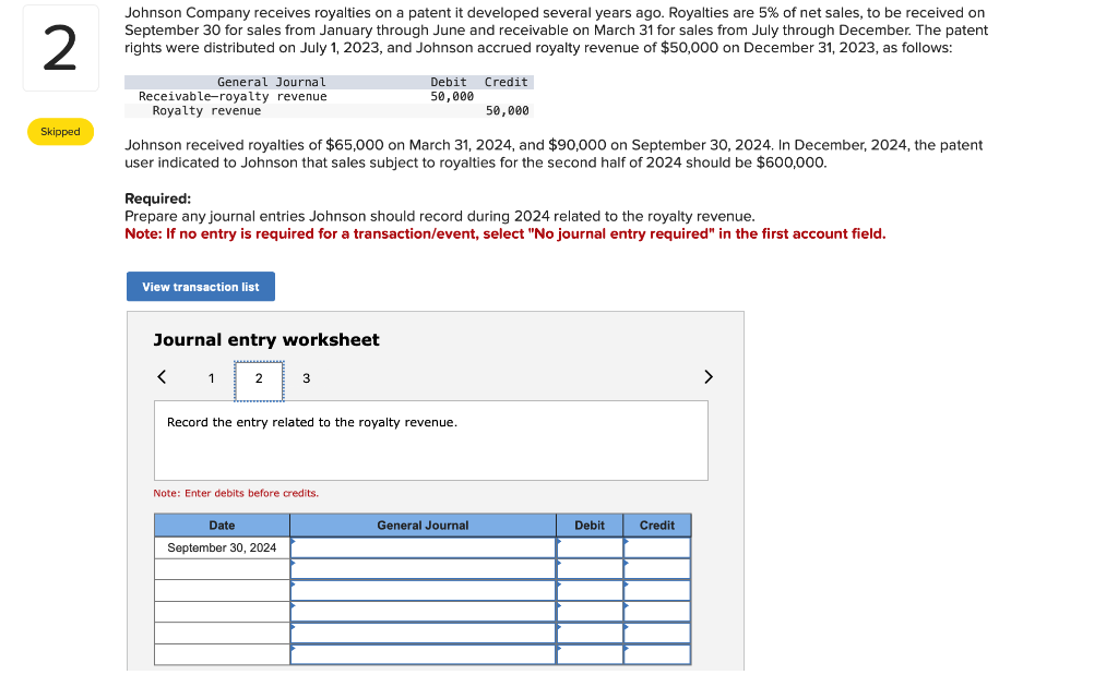 Solved Johnson Company Receives Royalties On A Patent It Chegg Com   PhptuvH4I