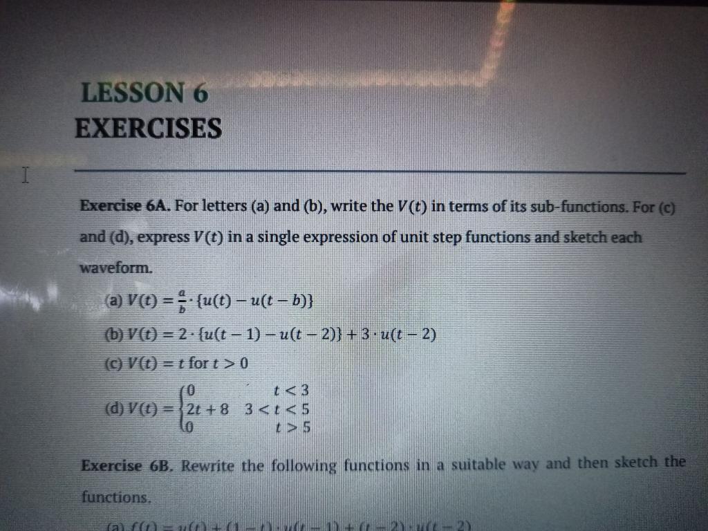 Solved LESSON 6 EXERCISES Exercise 6A. For Letters (a) And | Chegg.com