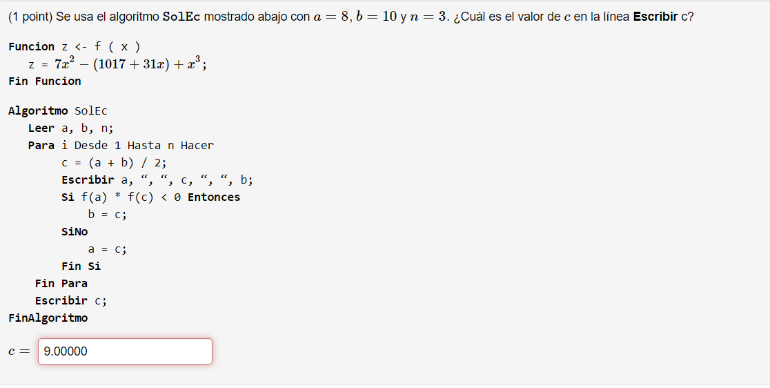 Solved The SolEc algorithm shown below is used with a=8, | Chegg.com