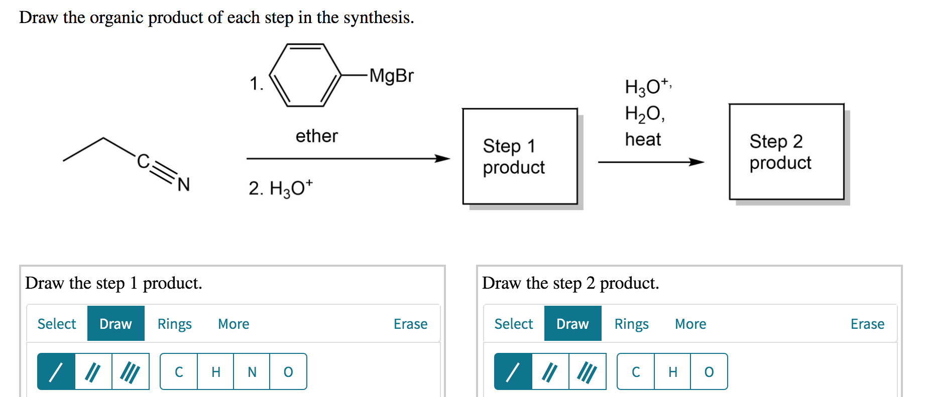 Solved Draw the organic product of each step in the