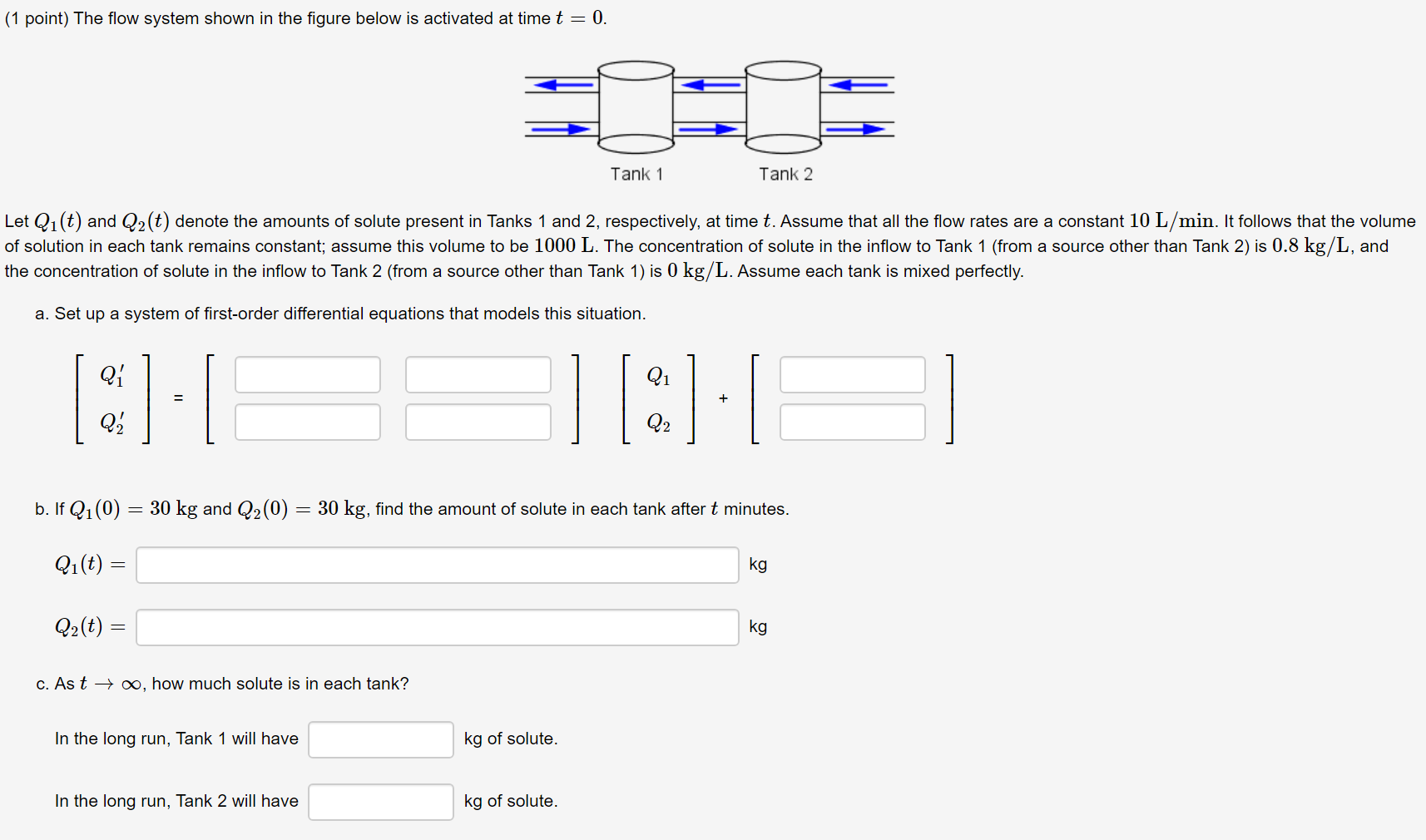 Solved (1 point) The flow system shown in the figure below | Chegg.com