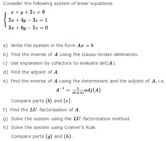 Solved Consider the following system of linear equations. x | Chegg.com