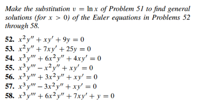 Solved = Make the substitution v = ln x of Problem 51 to | Chegg.com