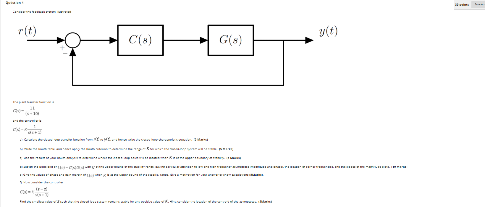 Solved Question 4 35 points Save Ang Consider the feedback | Chegg.com