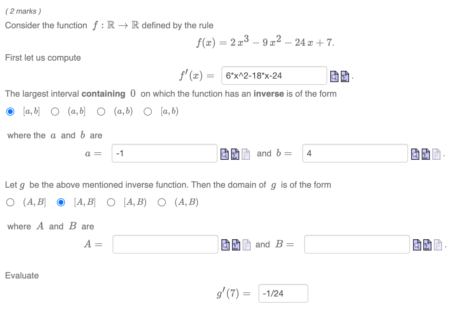 Solved 2 Marks Consider The Function F R→r Defined By The