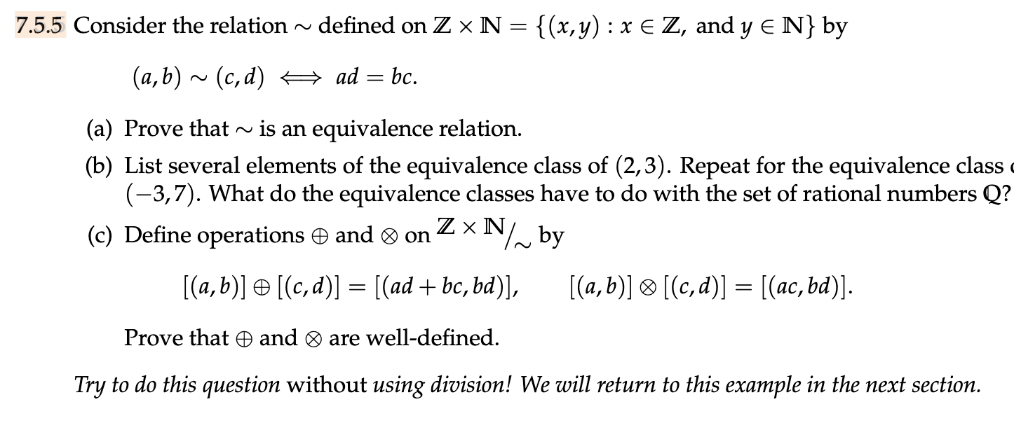 Solved 5 Consider the relation ∼ defined on Z×N={(x,y):x∈Z, | Chegg.com