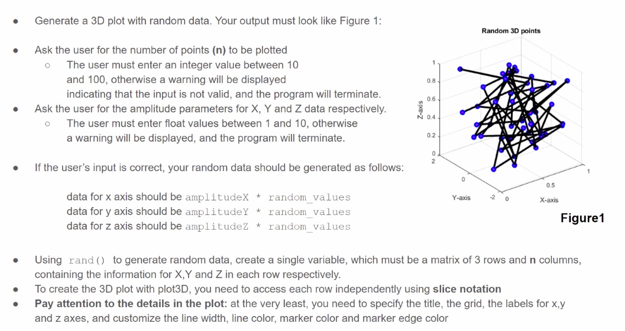 Solved - Generate a 3D plot with random data. Your output | Chegg.com