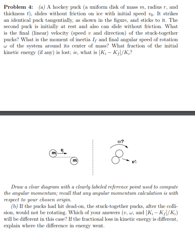 Solved Problem 4 (a) A hockey puck (a uniform disk of mass