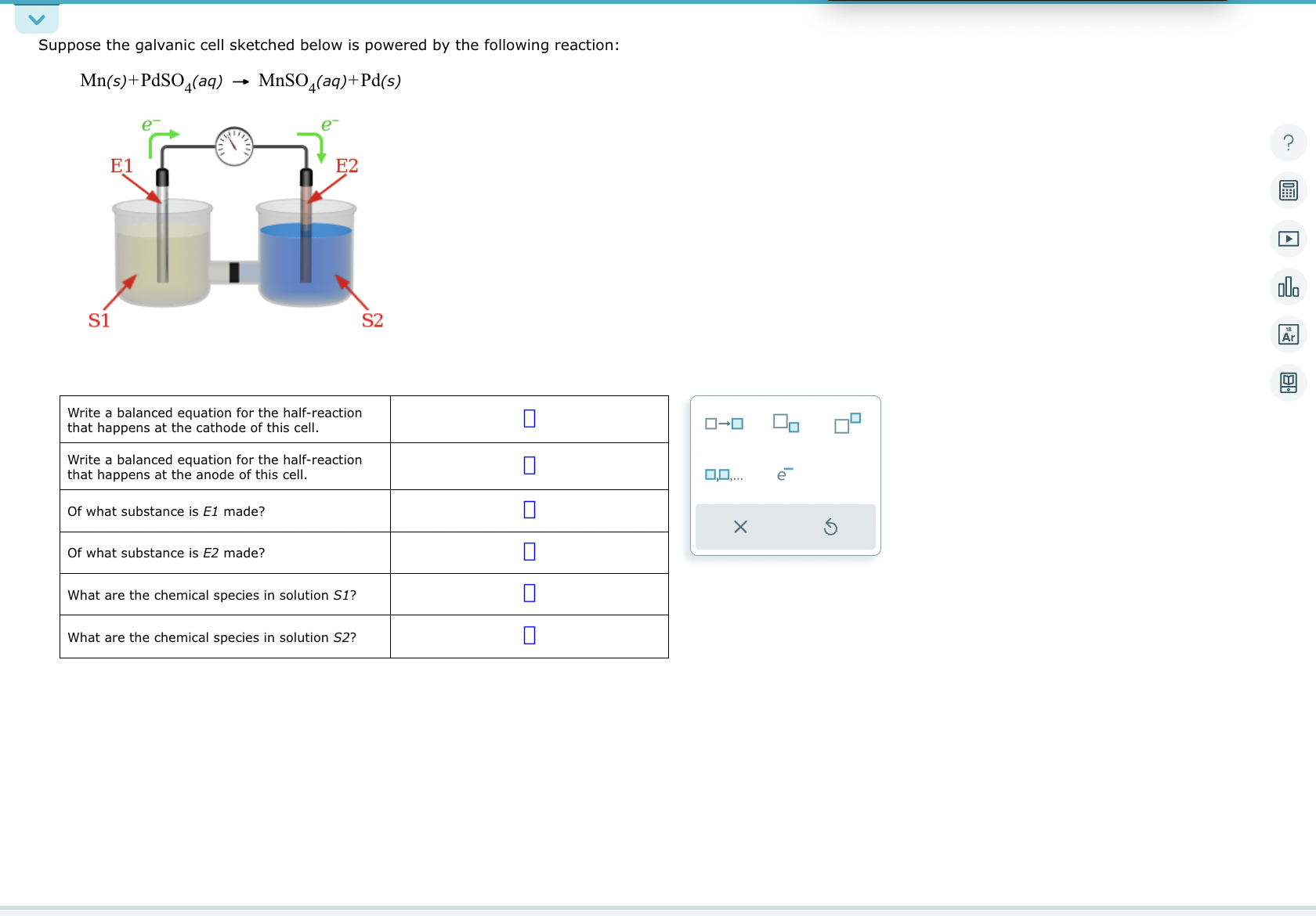 Solved Suppose The Galvanic Cell Sketched Below Is Powered | Chegg.com