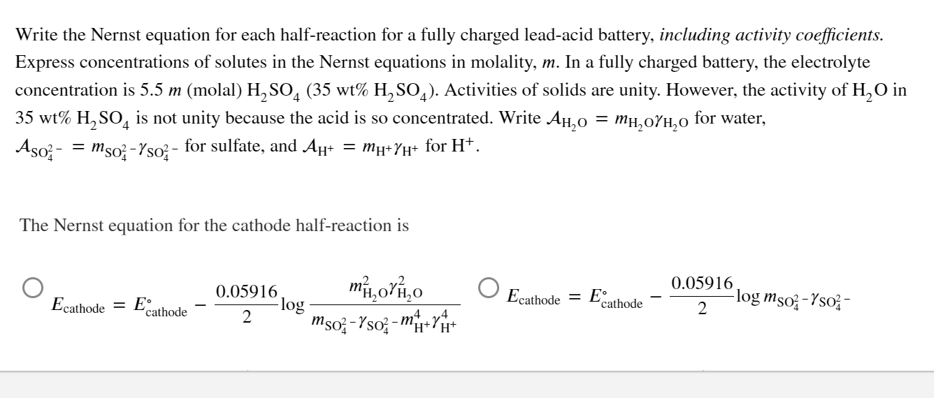 Solved 12 Leadacid battery with activities. A 12V
