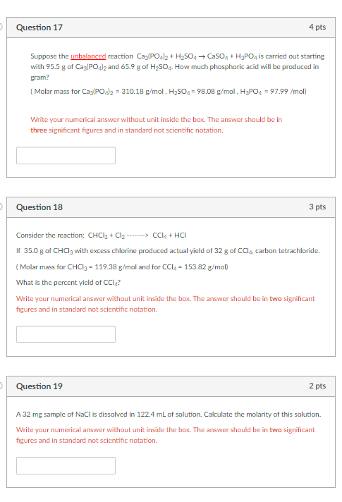 Solved 4 pts Question 17 Suppose the unbalanced reaction | Chegg.com