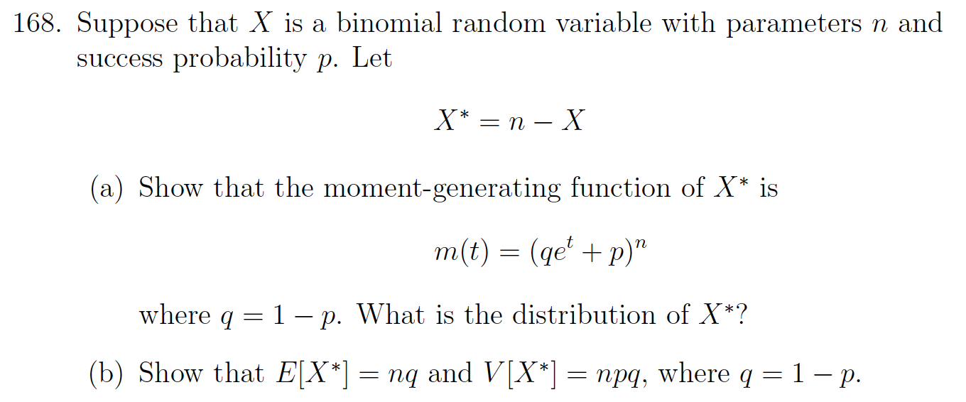 Solved 168 Suppose That X Is A Binomial Random Variable Chegg Com