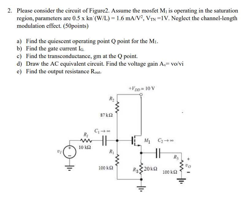 Solved 2. Please consider the circuit of Figure2. Assume the | Chegg.com