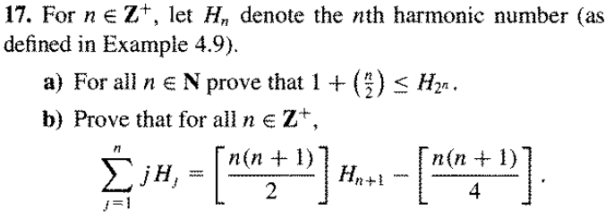 Solved 17. For n∈Z+, let Hn denote the nth harmonic number | Chegg.com