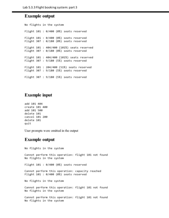 Solved Lab 5.3.3 Flight booking system: part 3 Objectives | Chegg.com