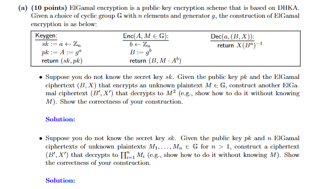 Solved Q6. (15 marks) Following is a version of DSA Elgamal