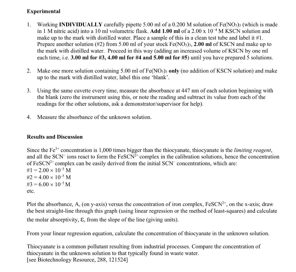 Solved Experiment 2 The Beer-Lambert Law Introduction The | Chegg.com