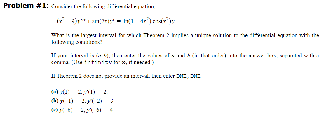 Solved Problem #1: Consider the following differential | Chegg.com