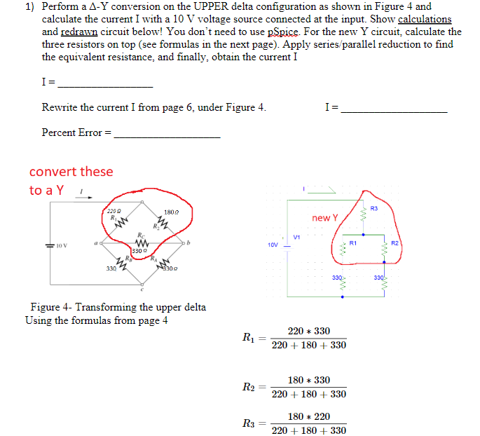 Solved 1) Perform a Δ-Y conversion on the UPPER delta | Chegg.com