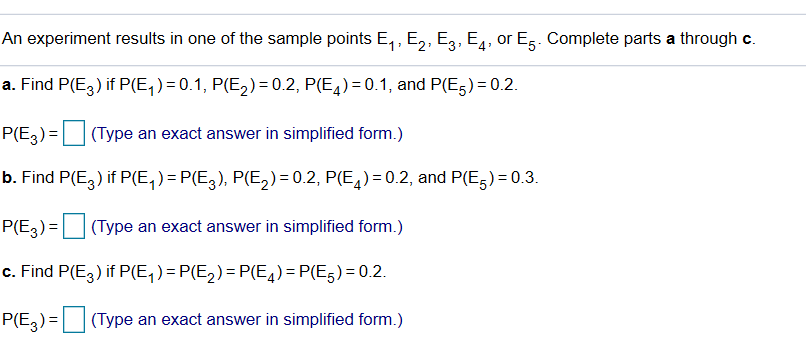 Solved An experiment results in one of the sample points E1 | Chegg.com