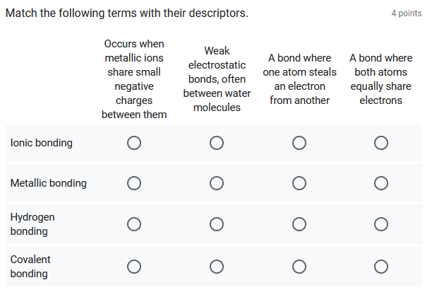 Solved Match the following terms with their descriptors. | Chegg.com