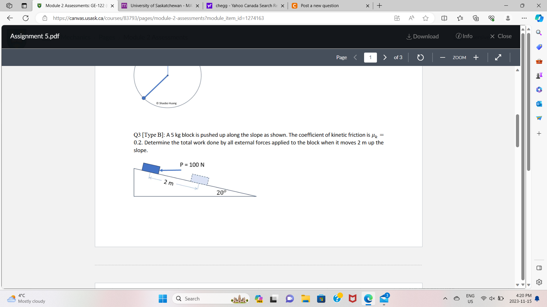 Solved Q3 [Type B]: A 5 kg block is pushed up along the | Chegg.com